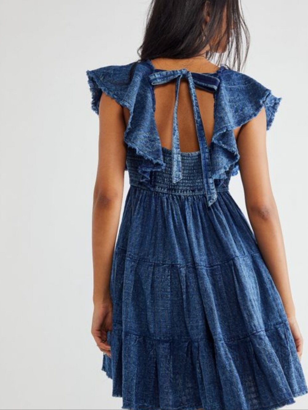Free People Undone Mini Dress In Montana Indigo Wash - Picture 15 of 15